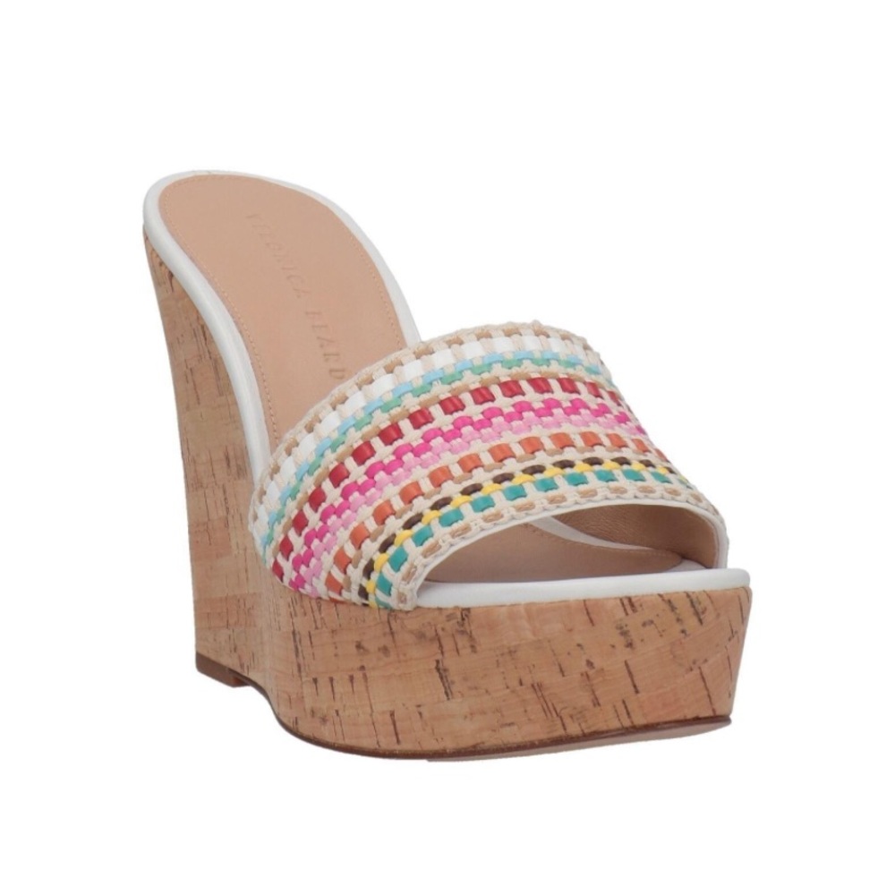 Veronica Beard Dali Raffia Wedge Sandals Size 7